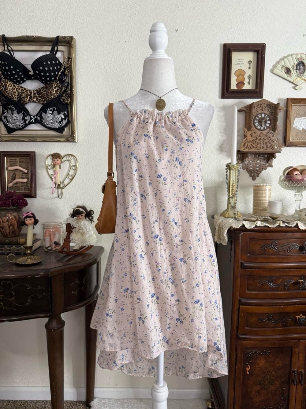 Dainty cottagecore fairy floral pink high-low tunic style long blouse